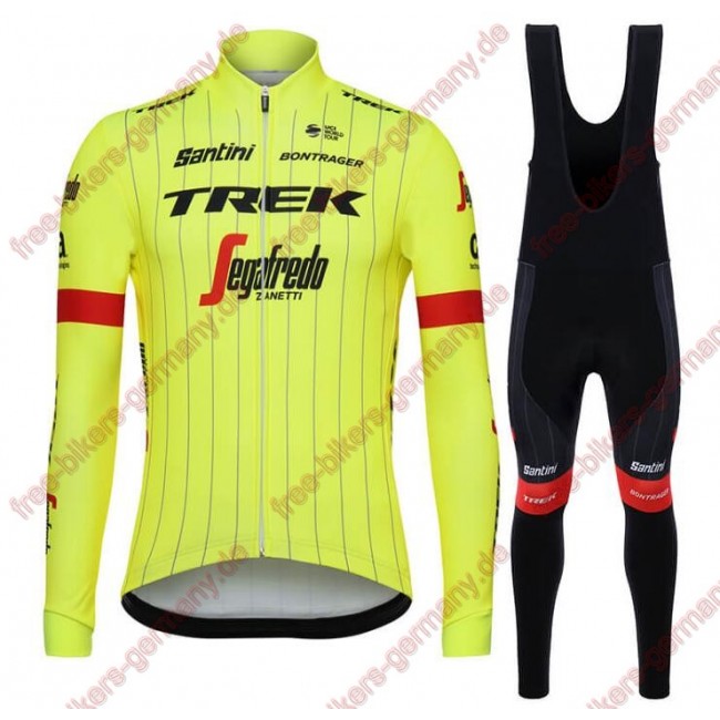 Profiteam 2018 Trek Segafredo fluo gelb Fahrradbekleidung Trikot Langarm+Lang Trägerhose