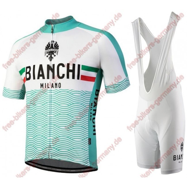 Profiteam 2018 Bianchi Milano Attone Weiß Radbekleidung Satz Trikot Kurzarm+Trägerhosen Sets 15787ZU