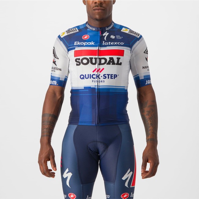 Soudal Quick-Step 2023 Aero Race 6.1 Radtrikot kurzarm-Radsport-Profi-Team Soudal Quick-Step 2023 Aero Race 6.1 Radtrikot kurzarm-Radsport-Profi-Team