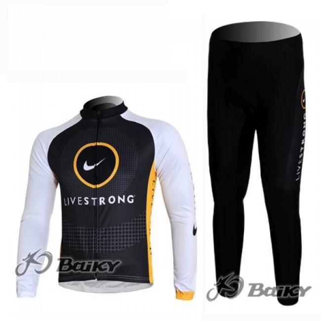 Livestrong Radbekleidung Satz Fahrradtrikot Langarm und Lang Radhose Schwarz Weiß POMN150 Livestrong Radbekleidung Satz Fahrradtrikot Langarm und Lang Radhose Schwarz Weiß POMN150
