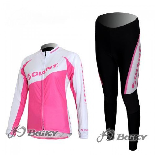 Giant Radbekleidung Satz Fahrradtrikot Langarm und Lang Radhose Rosa Weiß RLYC579 Giant Radbekleidung Satz Fahrradtrikot Langarm und Lang Radhose Rosa Weiß RLYC579