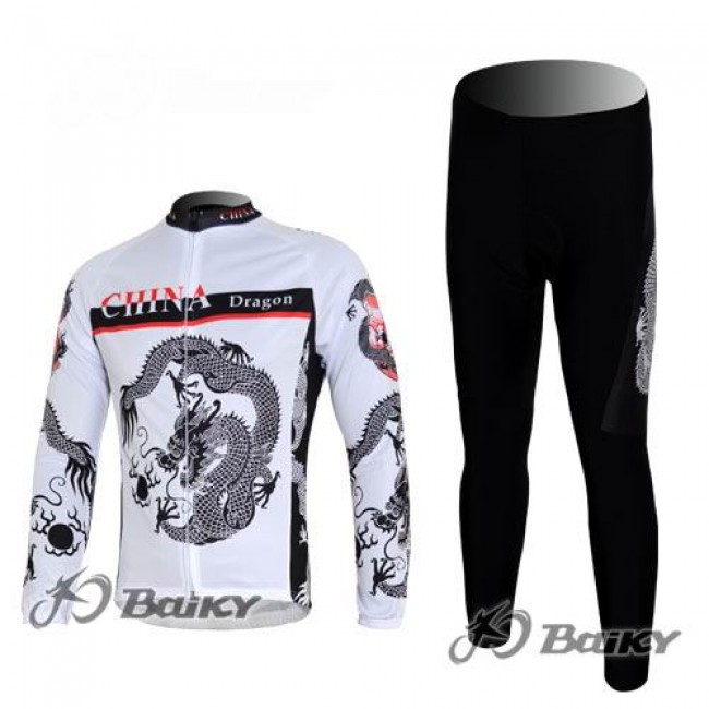 China Dragon Radbekleidung Satz Fahrradtrikot Langarm und Lang Radhose Weiß WGAF673 China Dragon Radbekleidung Satz Fahrradtrikot Langarm und Lang Radhose Weiß WGAF673