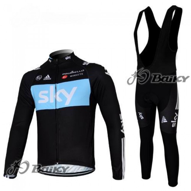 Sky Pinarello Pro Team Fahrradbekleidung Radtrikot Satz Langarm und Lange Trägerhose Schwarz Blau YTVM638 Sky Pinarello Pro Team Fahrradbekleidung Radtrikot Satz Langarm und Lange Trägerhose Schwarz Blau YTVM638