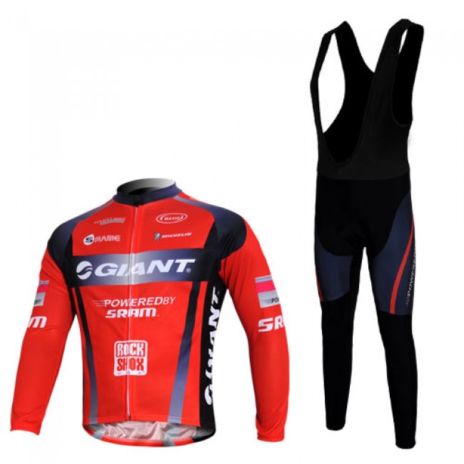 Giant Sram Pro Team Fahrradbekleidung Radtrikot Satz Langarm und Lange Trägerhose Rot Schwarz DHVJ715 Giant Sram Pro Team Fahrradbekleidung Radtrikot Satz Langarm und Lange Trägerhose Rot Schwarz DHVJ715