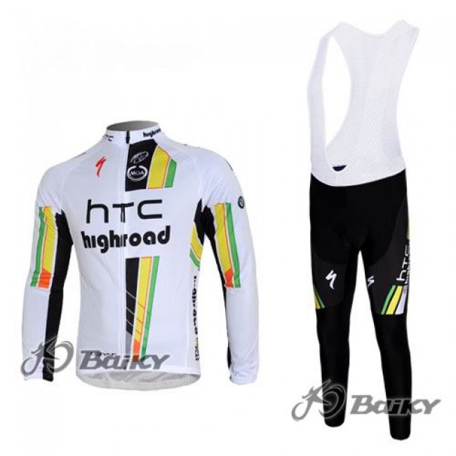HTC-Highroad Pro Team Fahrradbekleidung Radtrikot Satz Langarm und Lange Trägerhose Weiß Grün APDJ178 HTC-Highroad Pro Team Fahrradbekleidung Radtrikot Satz Langarm und Lange Trägerhose Weiß Grün APDJ178