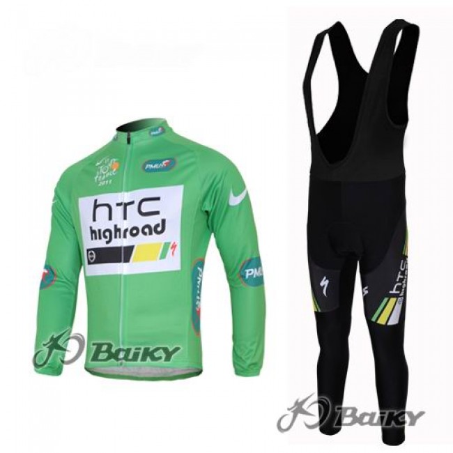 HTC-Highroad Pro Team Fahrradbekleidung Radtrikot Satz Langarm und Lange Trägerhose Grün Schwarz QAHW434 HTC-Highroad Pro Team Fahrradbekleidung Radtrikot Satz Langarm und Lange Trägerhose Grün Schwarz QAHW434