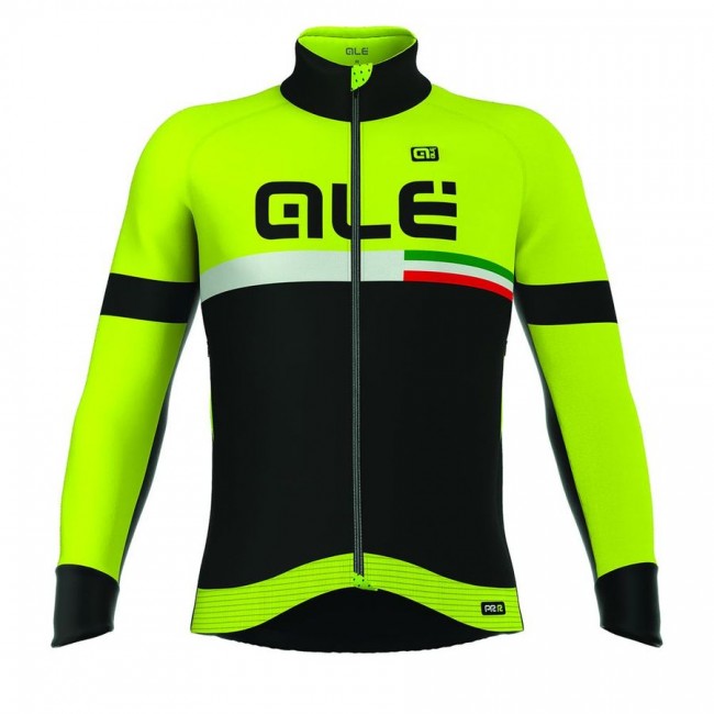 2016 ALE TIRRENO Radtrikot Langarm-Schwarz GELB FLUO CQHP353