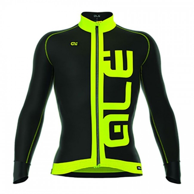 2016 ALE ARCOBALENO Radtrikot Langarm-Schwarz GELB FLUO DWIV517