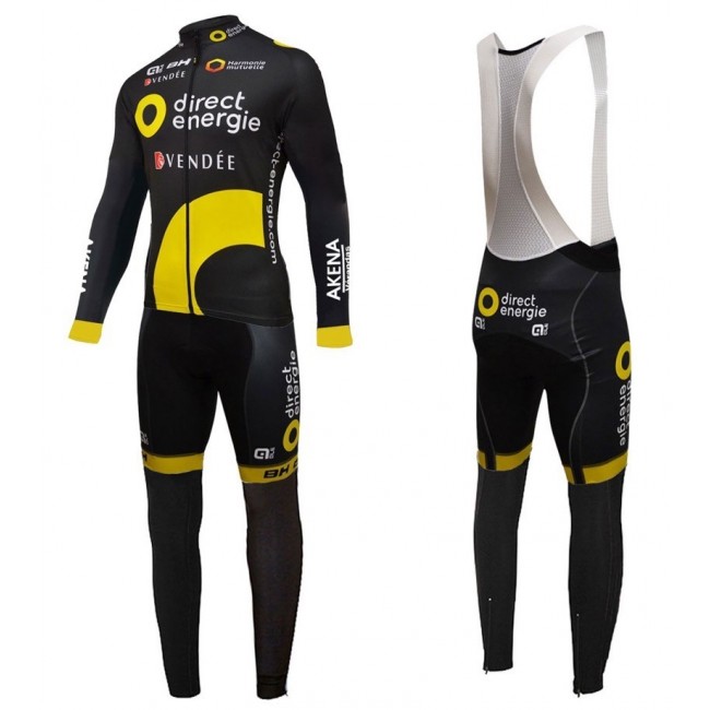 2016 Direct Energie Team Schwarz Fahrradbekleidung Satz Radtrikot Langarm+Lang Trägerhose HRTU235 2016 Direct Energie Team Schwarz Fahrradbekleidung Satz Radtrikot Langarm+Lang Trägerhose HRTU235